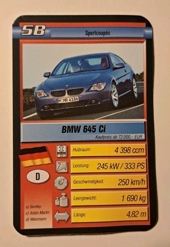 Bmw 645 einzelkarte - -,